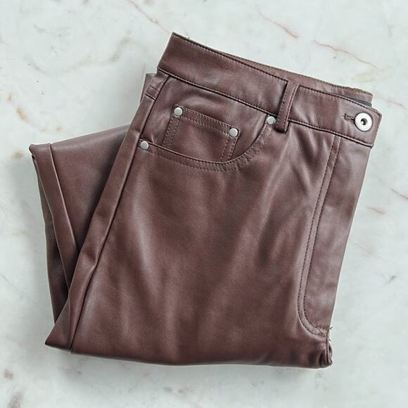 7 for All Mankind Faux Vegan Leather Slim Straight Pants - Picture 5 of 16